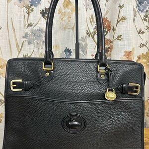 Vintage 80’s Dooney & Bourke AWL Black Pebbled Leather Large Carryall Satchel